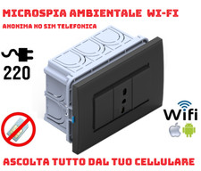 SPY microfono ambientale microspia nascosta in presa Wi-Fi anonima vimar arke'
