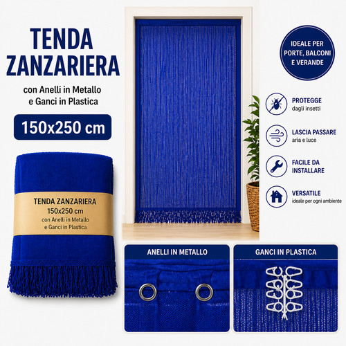 Tenda zanzariera blu rete - blu,