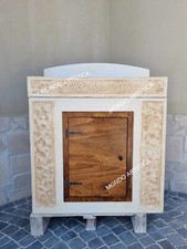 LAVANDINO LAVABO LAVELLO CON BASE MOBILE PER ESTERNO IN CEMENTO MARMO ALT 100CM