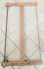 ANTICA SEGA AD ARCO DA FALEGNAME-IN LEGNO CON LAMA IN FERRO-D'EPOCA-USATA-RARA