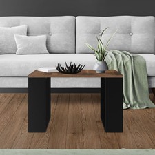 Tavolo da salotto caffè design moderno in MDF noce e telaio nero 65 x 65 x 40 cm