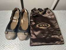 Scarpe ballerine Tod’s Made in Italy con sacchetto antipolvere nero beige taglia 37 UK 4,5