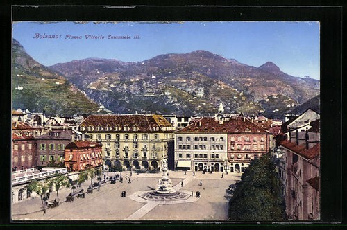 Cartolina bolzano piazza - cartolina, bolzano,