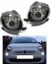 FARI FANALI ANTERIORI LENTICOLARI ANGEL EYES FIAT 500 ABARTH LOOK 595 TRIBUTO