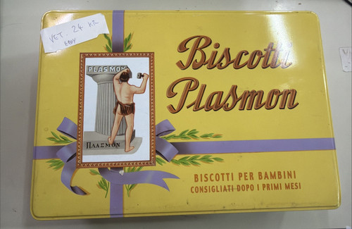 Scatola latta biscotti plasmon - scatola,