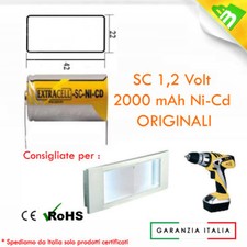 10pz BATTERIA RICARICABILE NI-CD SC 1,2V 2000mAh 22x42mm A SALDARE NICD LAMELLE