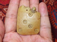 Nepal Tibet Tantrico Buddista Mantra Punti Kapala Osso Pezzo Ciondolo (h14)