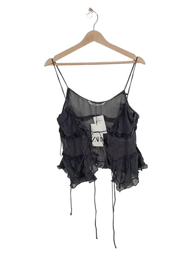 Zara top donna nero ruches - top,
