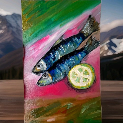 Dipinto originale olio sardina