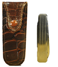 Usato Coltello tascabile tedesco HOPPE SOLINGEN" cromato SMALL&SLIM c.1963 con custodia