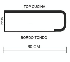 Top per cucina in laminato stratificato HPL spess. mm 38 diversi colori e misure