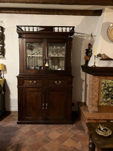 Credenza antica con vetrina - , in