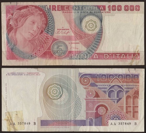 100000 lire botticelli - lire,
