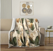 PLAID COPERTA AGNELLATO  IRGE  IN FLANNEL SINGOLO MATRIMONIALE FANTASIA FIORI