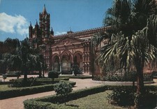 Italia Palermo Duomo con Palme e Giardini ALTEROCCA Cartolina d'epoca PC