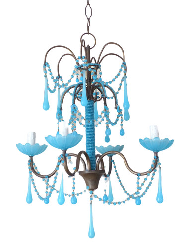 Lampadario antico acqua blu