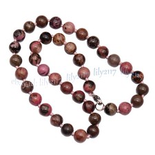 Collana perle tonde pietre preziose rodocrosite nere naturali 14-48 pollici 6/8/10 mm