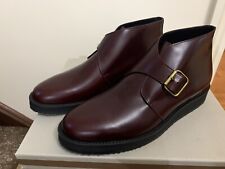 MARNI STIVALETTI BORDEAUX PELLE SPAZZOLATA CINTURINO MONACO TAGLIA 10 UK 