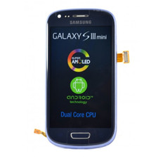 Display completo con frame e tasto home colore blu Samsung GT-I8200 Galaxy S3 Mi