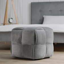 Sgabello pouf Cord grigio sgabello imbottito poggiapiedi moderno soggiorno Homestyle4u