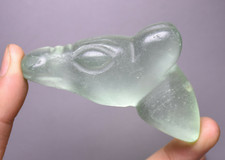 Ciondolo testa di cavallo zodiaco intaglio cristallo verde chiaro cultura Hongshan 8 cm