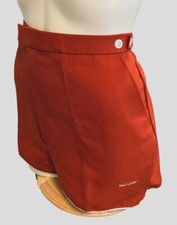 Pantaloncini tennis vintage Rod Laver vita alta tasche arancione bruciato 30-32 retrò