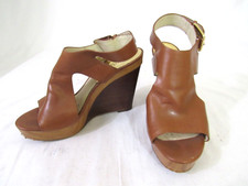 Sandali Michael Kors donna Josephine marrone/marrone pelle zeppa tacco slingback 10M