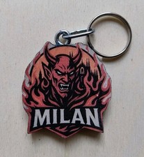 MILAN DIAVOLO STILIZZATO PORTACHIAVI ARTIGIANATO IDEA REGALO BOMBONIERA