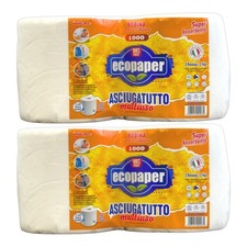 4 Rotoloni Di Carta Bobine 1000 Strappi Asciugatutto In Cellulosa per casa