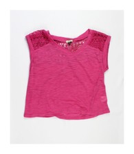 Top Corto In Fucsia Con Inserto All'Uncinetto Per Ragazze M