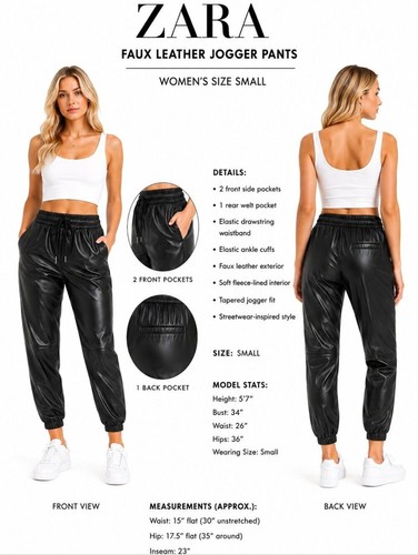 Zara pantalone jogger - zara, ecopelle