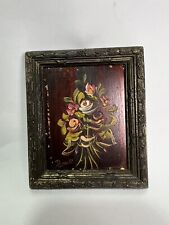 Natura Morta Quadro dipinto olio Su Legno Firmato Cornice Ottone Fiori 10x12