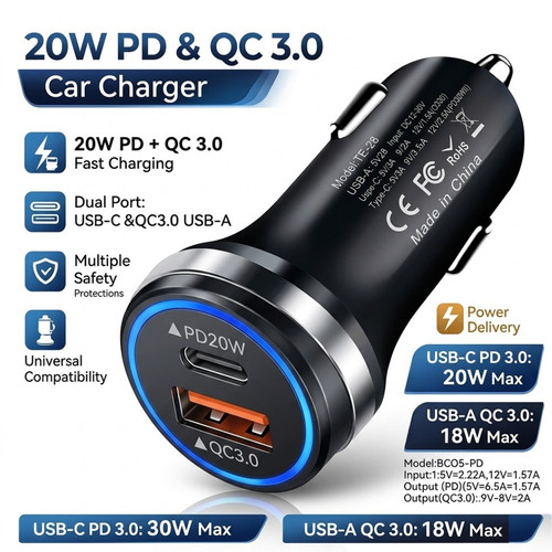 Caricabatteria auto veloce usb - caricabatteria,