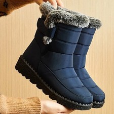 Stivali invernali da donna, stivali da neve impermeabili con pelliccia, scarpe