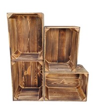 Casse di legno scatole portaoggetti, 35x25x19 cm cassette di legno Naturale