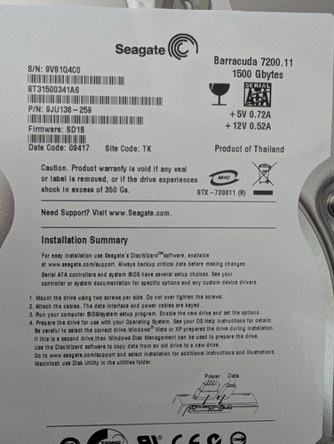 Seagate st31500341as - seagate,