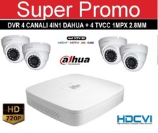KIT VIDEOSORVEGLIANZA DVR 4 CANALI TELECAMERE DAHUA 2 MPX 2.8 MM HD