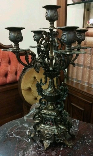 Candelabro barocco ottone 5 - candelabro,
