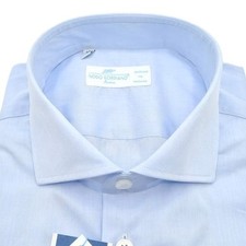 Camicia Celeste Medio Popeline Collo Francese Cotone Makò 120’Sup Tess. Monti