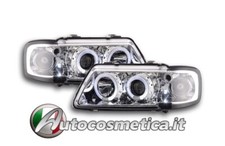Coppia fari fanali anteriori neri luci Angel Eyes per Audi A3 1996-2000 3/5P+