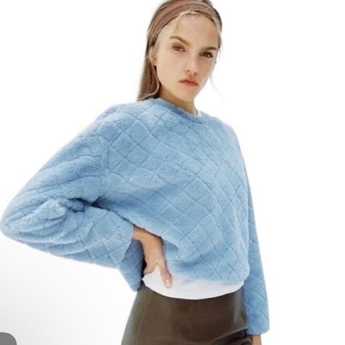 Felpa girocollo zara blu - girocollo,