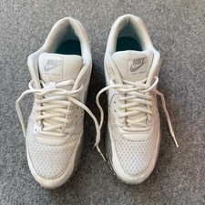 Nike scarpe da ginnastica donna uk taglia 9,5 bianco argento metallizzato air max 90