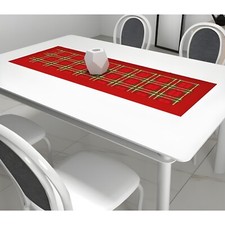 Runner da Tavolo Cucina Natalizio Tartan Scozzese Cotone Rettangolare 45x140cm