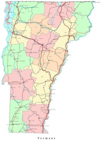 Vermont mappa stradale statale - vermont,