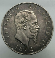 Vittorio Emanuele II 5 LIRE 1872 MILANO q SPL PERIZIA