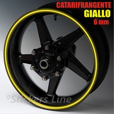 Nastro adesivi strisce ruote catarifrangenti GIALLO riflettente 6mm cerchi moto