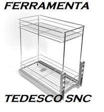 CESTELLO PORTABOTTIGLIE CARRELLO ESTRAIBILE A 2 CESTI PER MOBILE DA 30 CM 20 kg