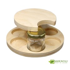 Porta vasetti in legno per 6