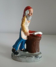 ANTICO Pastore per presepe -  UOMO MACELLAIO E BANCO CARNE  - CARTAPESTA