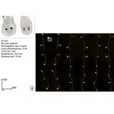 TENDA LUMINOSA NATALIZIA FLASH 91 LED BIANCO CALDO 4X1 MT ART.96040